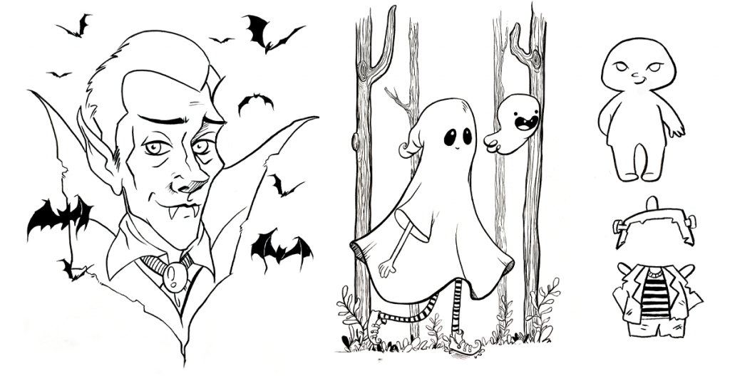 Estilo de desenho a lápis de ilustração de halloween horror